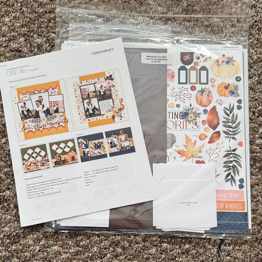 Close to My Heart Fall Scrapbook Sticker Kit - Brown & Autumn Accents